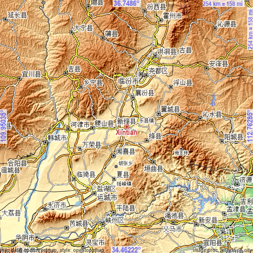 Topographic map of Xintian