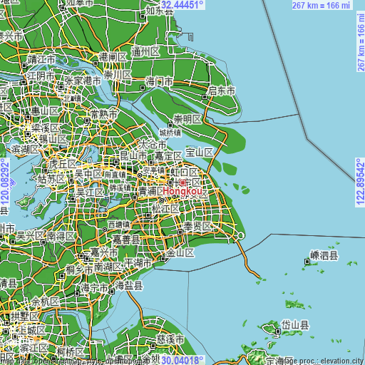 Topographic map of Hongkou