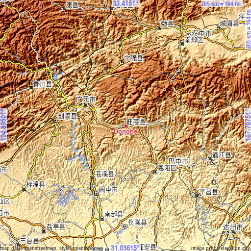 Topographic map of Donghe