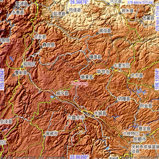 Topographic map of Hezhang