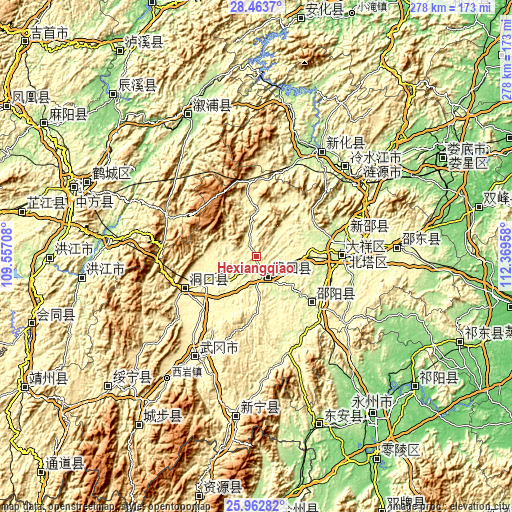 Topographic map of Hexiangqiao