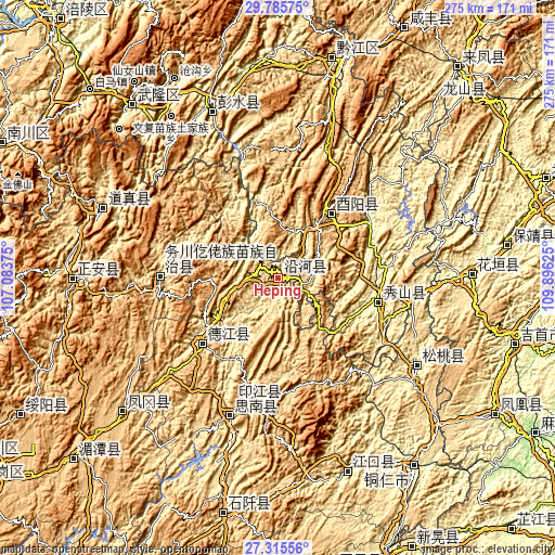 Topographic map of Heping