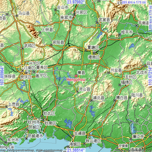 Topographic map of Hengzhou