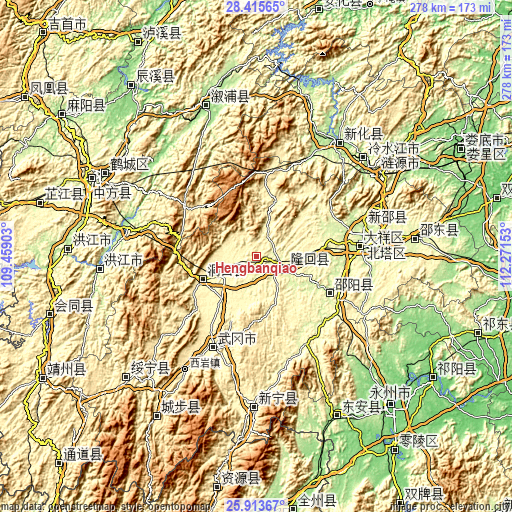 Topographic map of Hengbanqiao