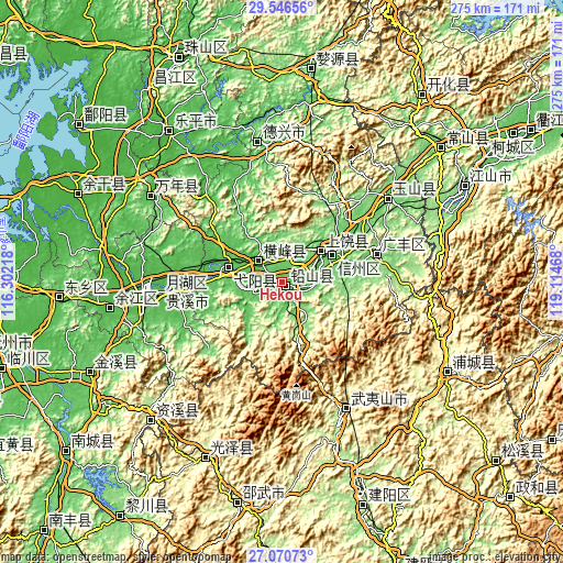 Topographic map of Hekou