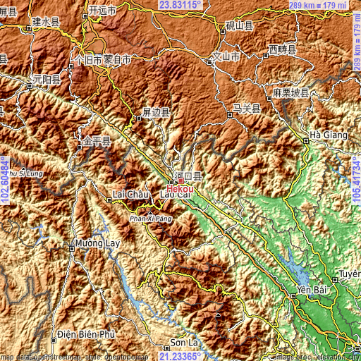 Topographic map of Hekou