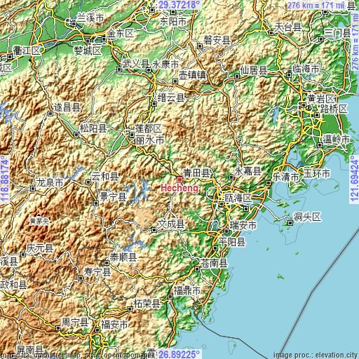 Topographic map of Hecheng