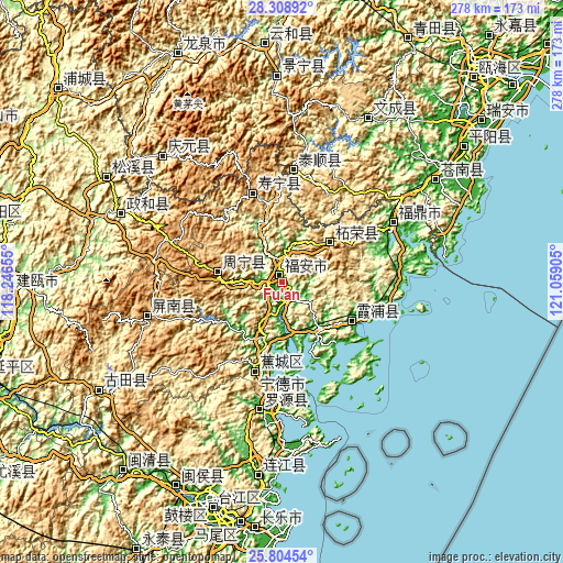 Topographic map of Fu’an