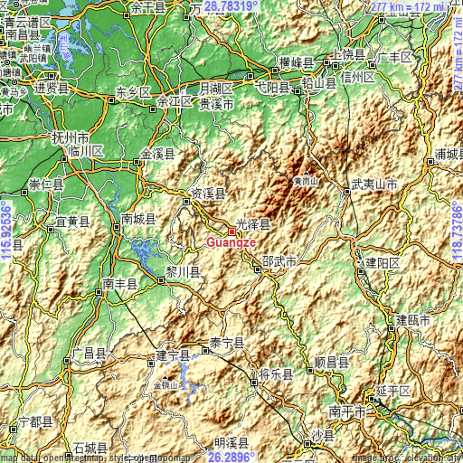 Topographic map of Guangze