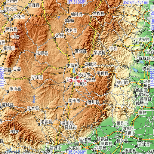 Topographic map of Changzhi