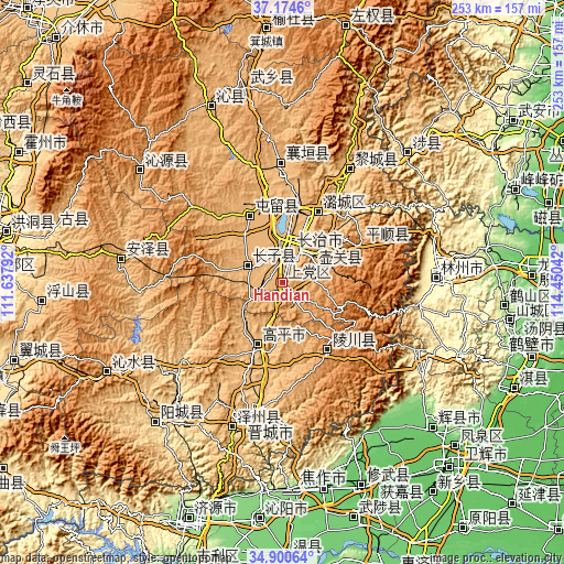 Topographic map of Handian