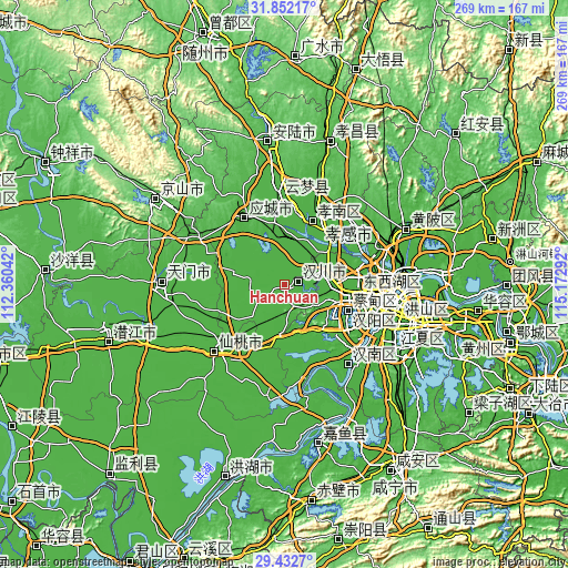 Topographic map of Hanchuan