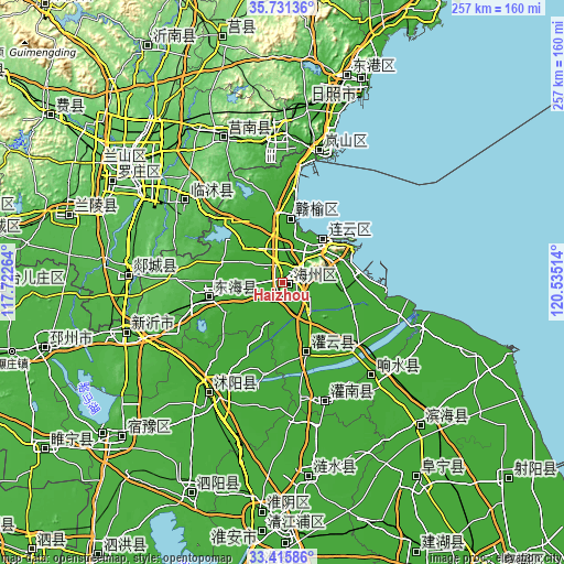 Topographic map of Haizhou