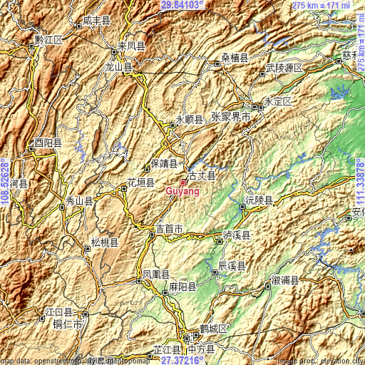 Topographic map of Guyang