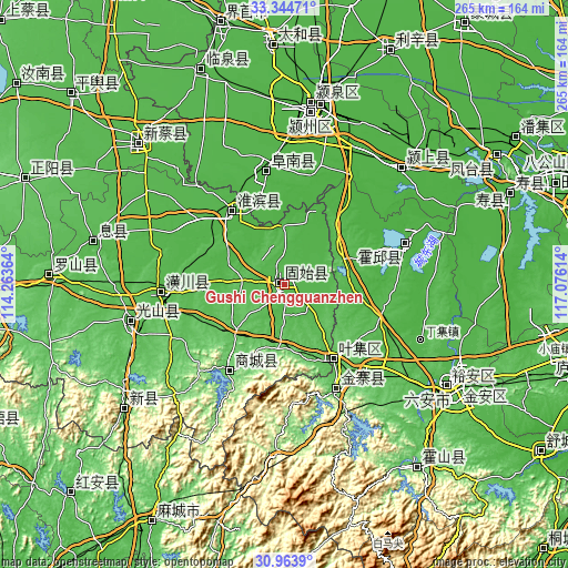 Topographic map of Gushi Chengguanzhen