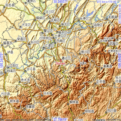 Topographic map of Gunan