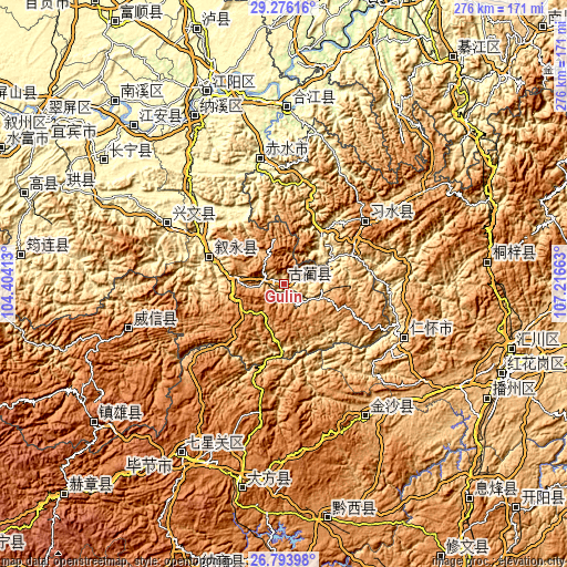 Topographic map of Gulin
