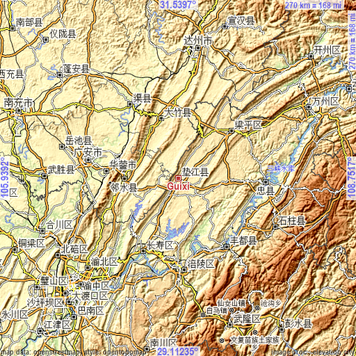 Topographic map of Guixi