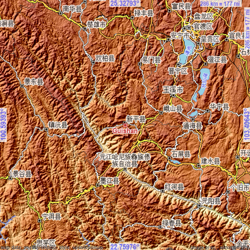 Topographic map of Guishan