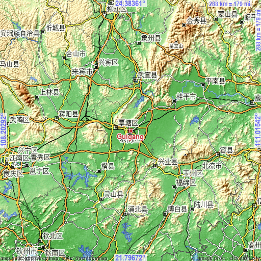 Topographic map of Guigang