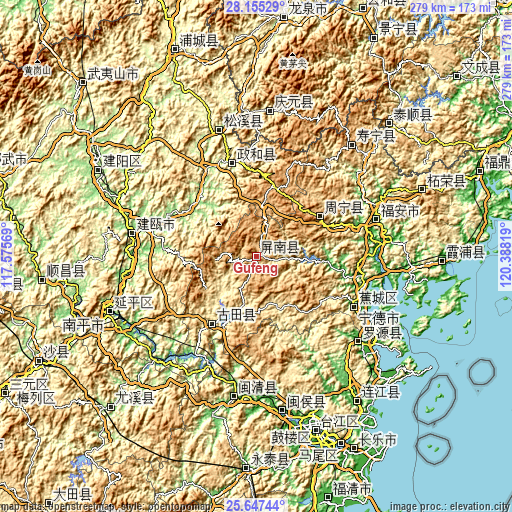 Topographic map of Gufeng