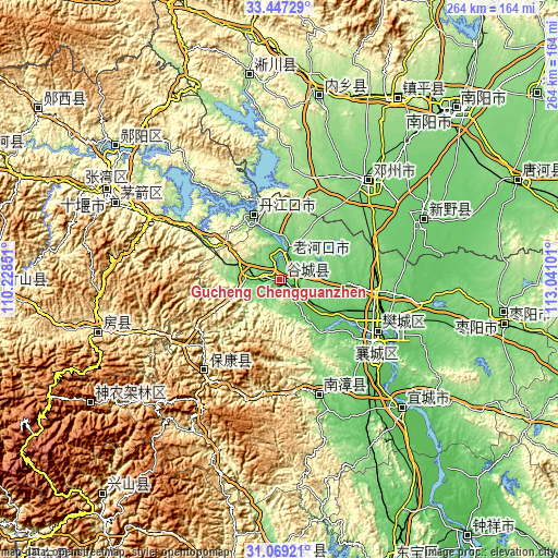 Topographic map of Gucheng Chengguanzhen