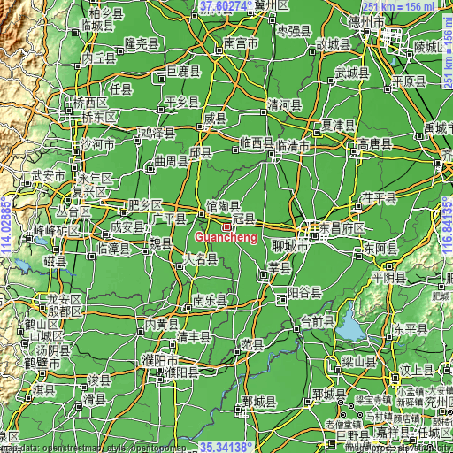 Topographic map of Guancheng