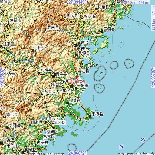 Topographic map of Guantou