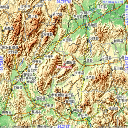 Topographic map of Guanyang