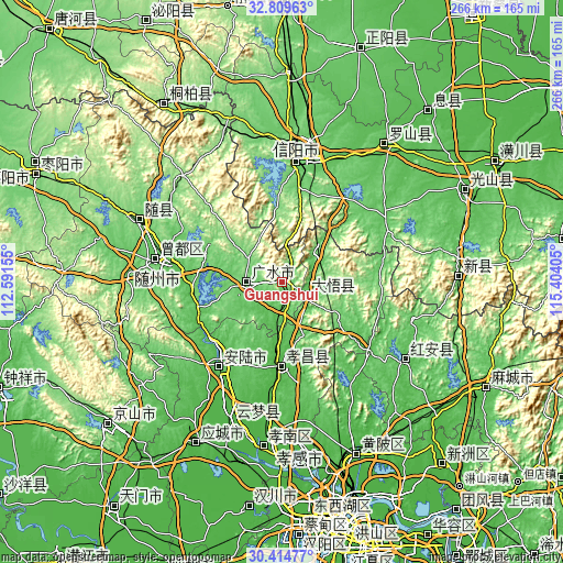 Topographic map of Guangshui