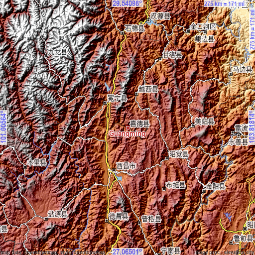 Topographic map of Guangming