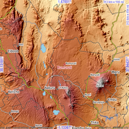Topographic map of Rumuruti