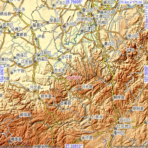 Topographic map of Guandu