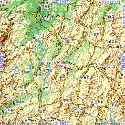 Topographic map of Gongjiang