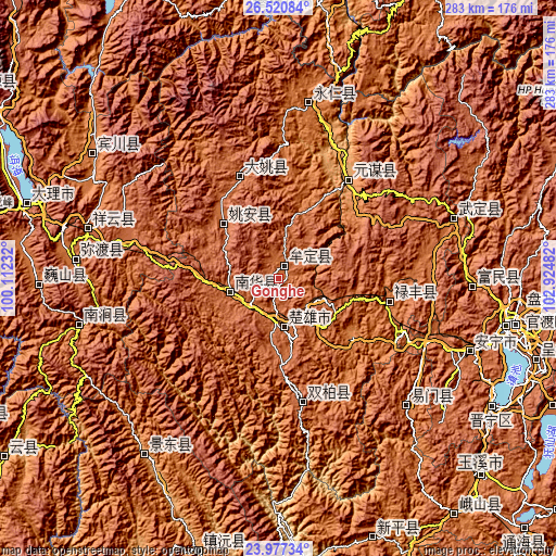 Topographic map of Gonghe