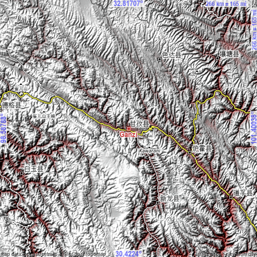 Topographic map of Ganzi