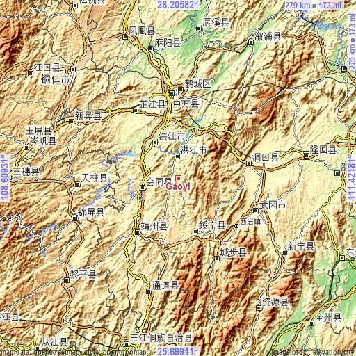 Topographic map of Gaoyi