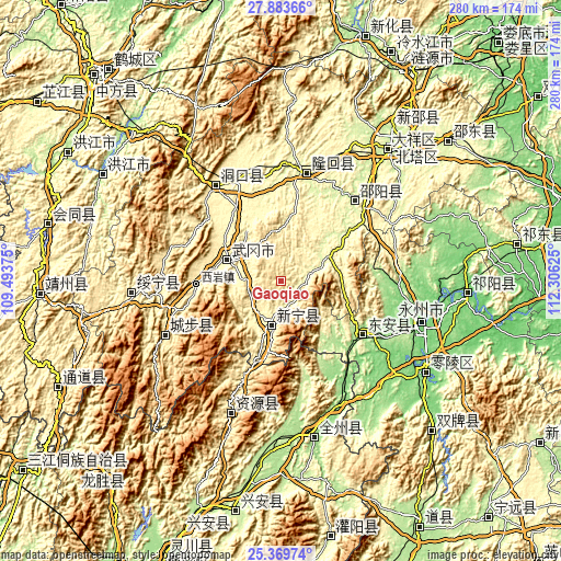 Topographic map of Gaoqiao