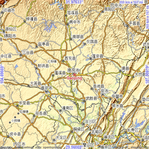 Topographic map of Gaoping