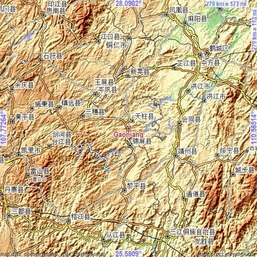 Topographic map of Gaoniang