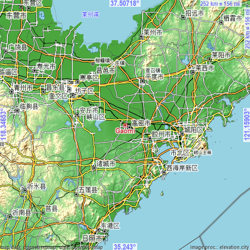 Topographic map of Gaomi