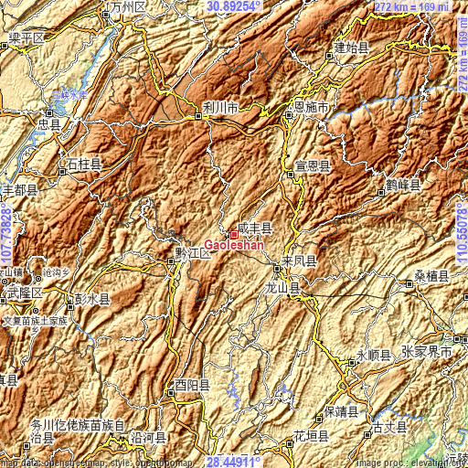 Topographic map of Gaoleshan