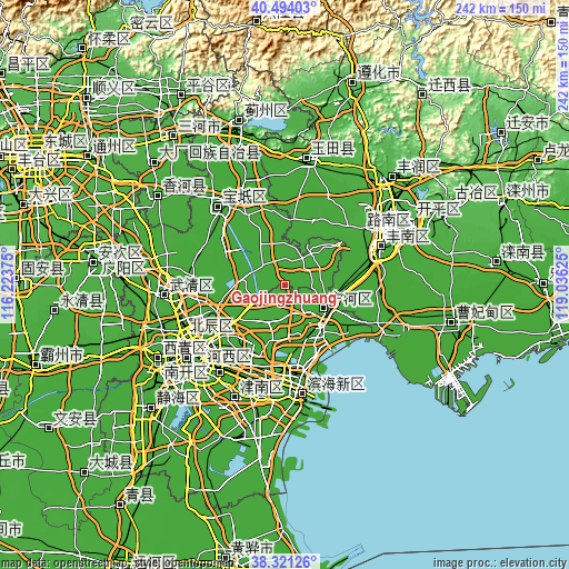 Topographic map of Gaojingzhuang