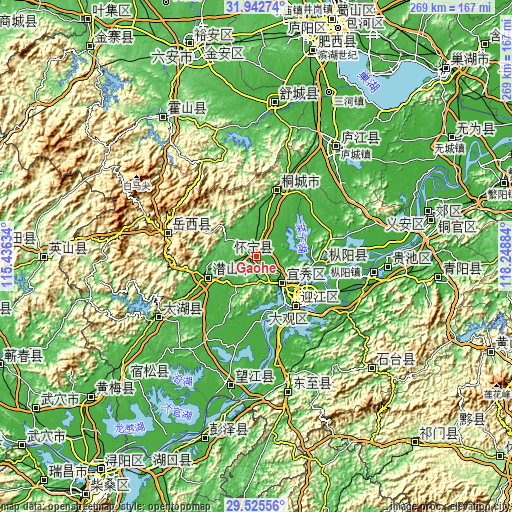Topographic map of Gaohe