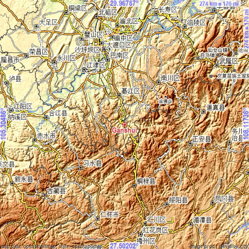 Topographic map of Ganshui