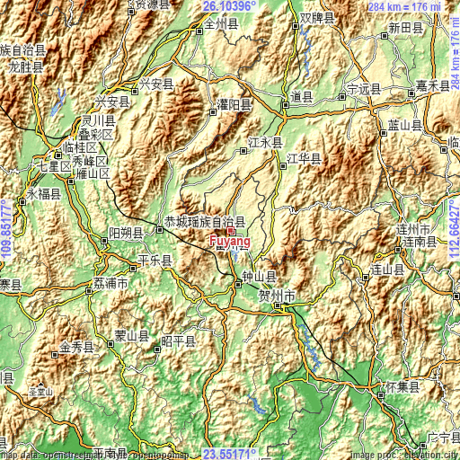 Topographic map of Fuyang