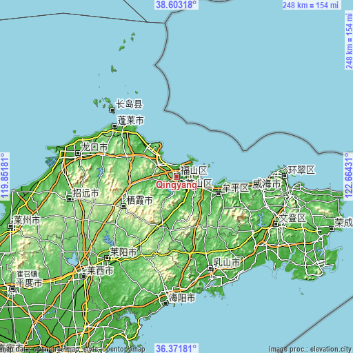 Topographic map of Qingyang