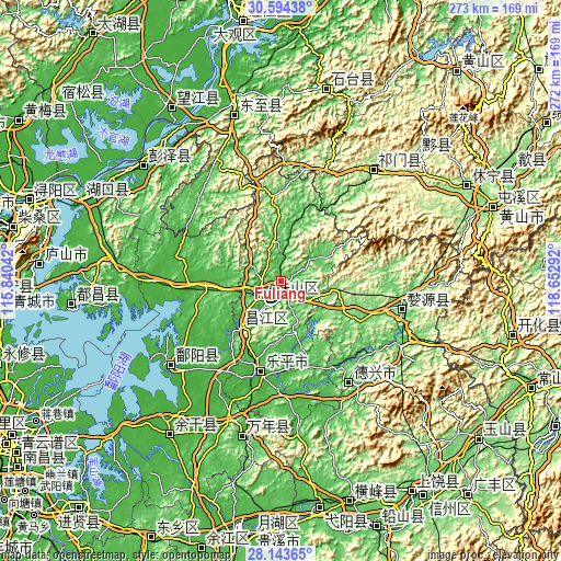 Topographic map of Fuliang