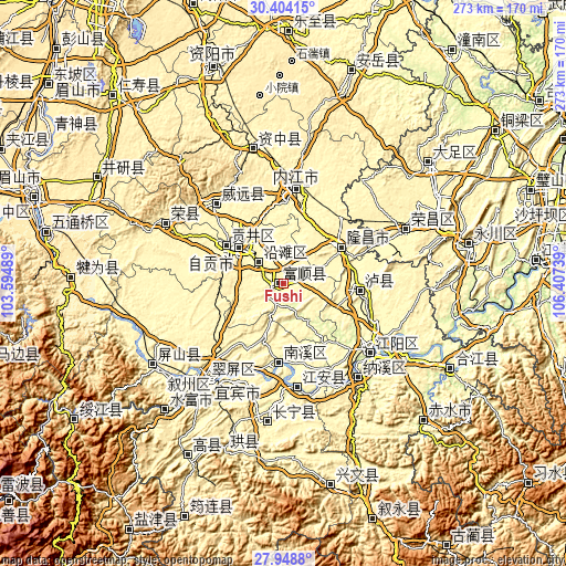 Topographic map of Fushi