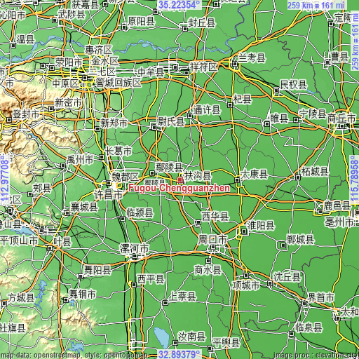 Topographic map of Fugou Chengguanzhen